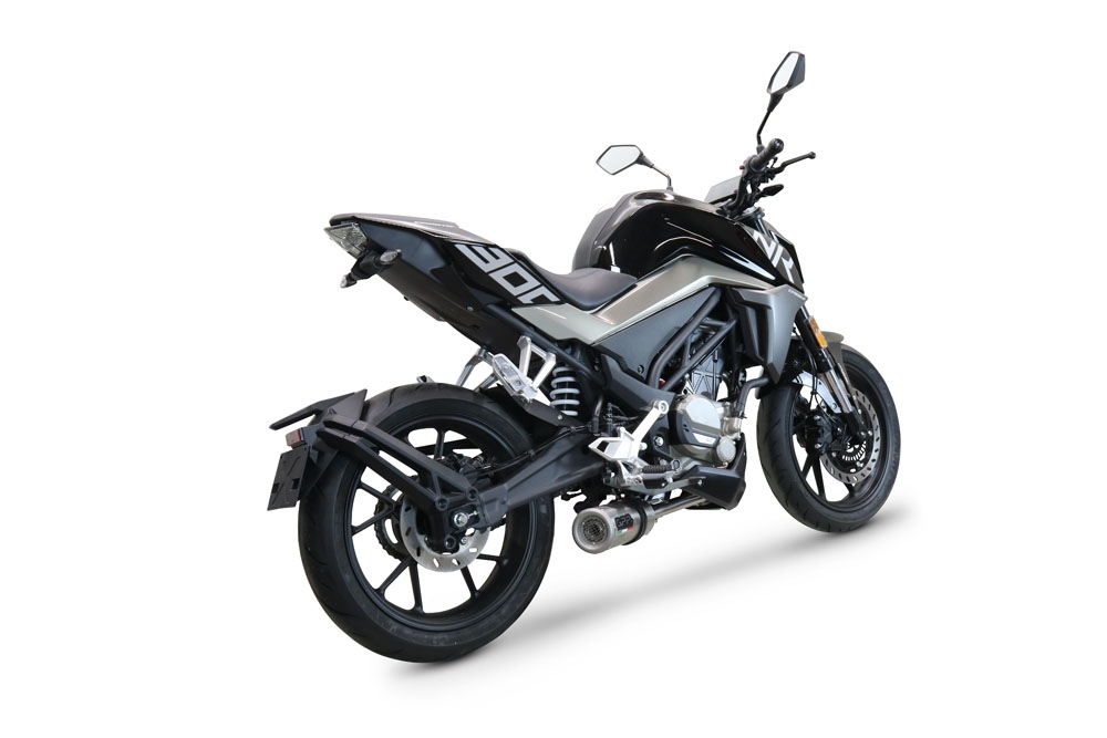 Pot echappement compatible avec Cf Moto 300 NK 2022-2024, M3 Inox , Homologué et légal, système d'échappement complet avec catalyseur et db killer amovible 