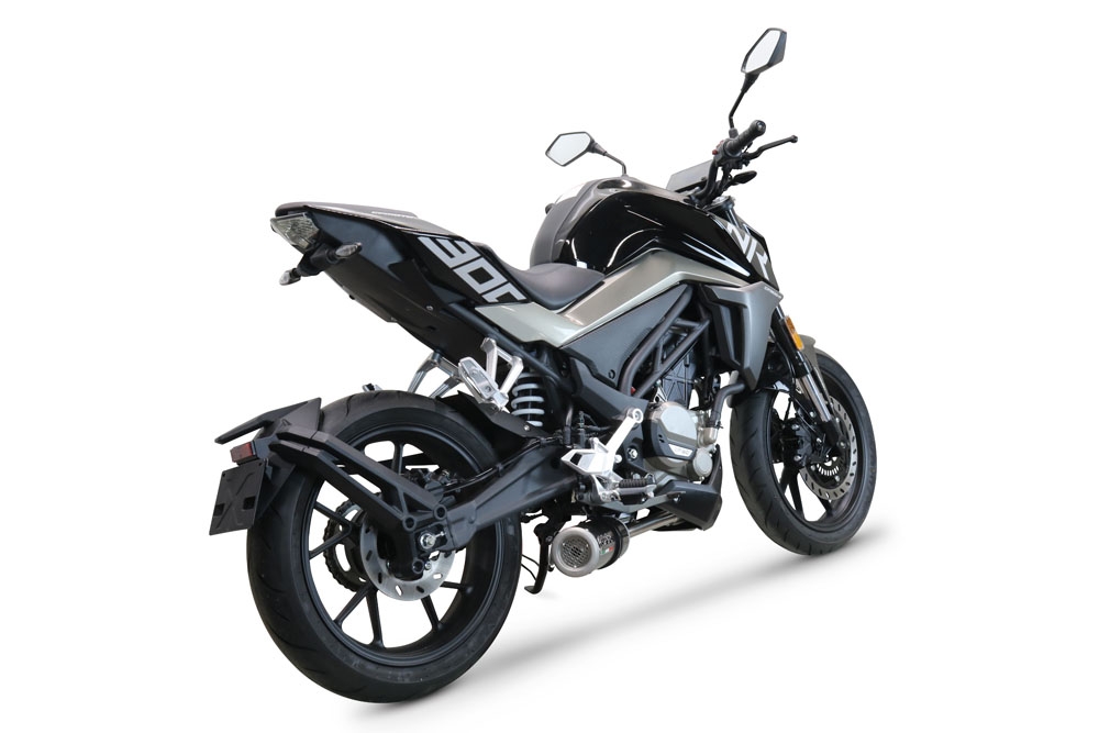Pot echappement compatible avec Cf Moto 300 NK 2022-2024, M3 Poppy , Homologué et légal, système d'échappement complet avec catalyseur et db killer amovible 