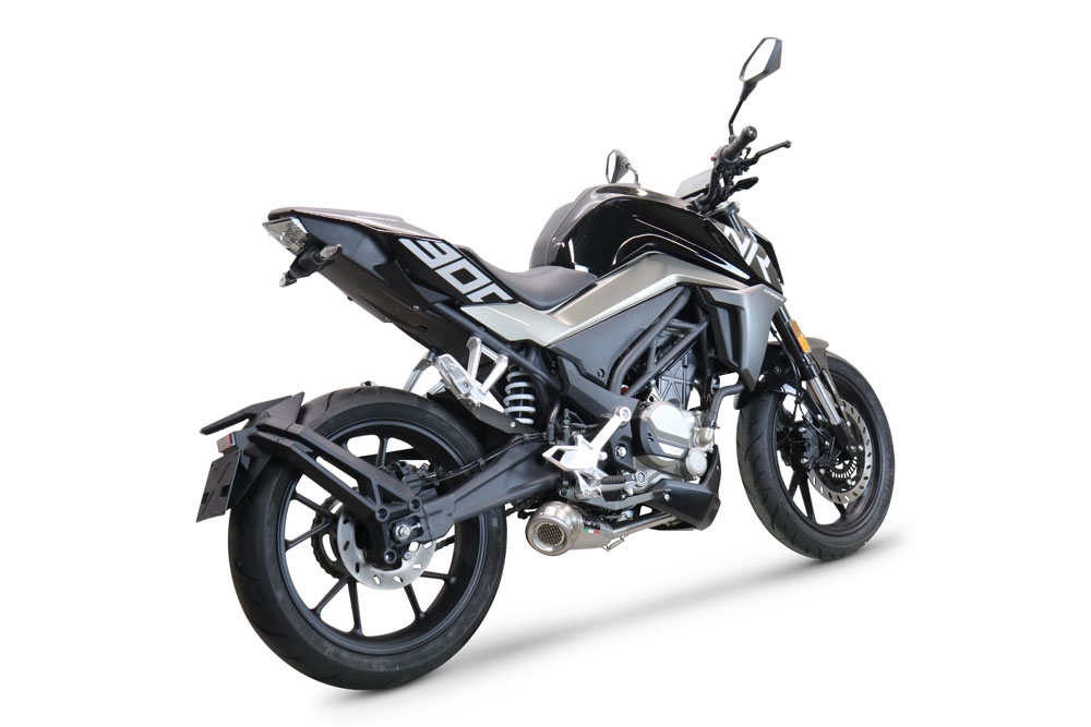 Pot echappement compatible avec Cf Moto 300 NK 2022-2024, Powercone Evo, Homologué et légal, système d'échappement complet avec catalyseur et db killer amovible 