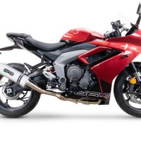 Pot echappement compatible avec Triumph Daytona 660 2023-2025, Albus Evo4, Homologué et légal, système d'échappement complet avec catalyseur et db killer amovible 
