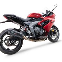 Pot echappement compatible avec Triumph Daytona 660 2023-2025, Furore Evo4 Nero, Homologué et légal, système d'échappement complet avec catalyseur et db killer amovible 