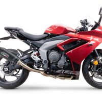 Pot echappement compatible avec Triumph Daytona 660 2023-2025, GP Evo4 Black Titanium, Homologué et légal, système d'échappement complet avec catalyseur et db killer amovible 