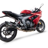 Pot echappement compatible avec Triumph Daytona 660 2023-2025, GP Evo4 Black Titanium, Homologué et légal, système d'échappement complet avec catalyseur et db killer amovible 