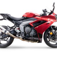 Pot echappement compatible avec Triumph Daytona 660 2023-2025, GP Evo4 Titanium, Homologué et légal, système d'échappement complet avec catalyseur et db killer amovible 