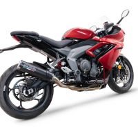 Pot echappement compatible avec Triumph Daytona 660 2023-2025, M3 Black Titanium, Homologué et légal, système d'échappement complet avec catalyseur et db killer amovible 
