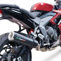 Pot echappement compatible avec Triumph Daytona 660 2023-2025, M3 Black Titanium, Homologué et légal, système d'échappement complet avec catalyseur et db killer amovible 