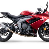 Pot echappement compatible avec Triumph Daytona 660 2023-2025, M3 Inox , Homologué et légal, système d'échappement complet avec catalyseur et db killer amovible 
