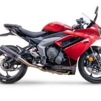 Pot echappement compatible avec Triumph Daytona 660 2023-2025, M3 Black Titanium, Pot d'échappement complet racing, compris de collecteur et db killer amovible, sans homologation 