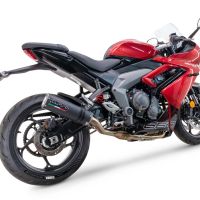 Pot echappement compatible avec Triumph Daytona 660 2023-2025, M3 Black Titanium, Pot d'échappement complet racing, compris de collecteur et db killer amovible, sans homologation 