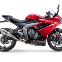 Pot echappement compatible avec Triumph Daytona 660 2023-2025, Powercone Evo, Pot d'échappement complet racing, compris de collecteur et db killer amovible, sans homologation 