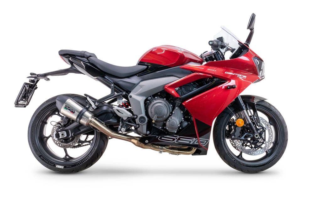 GPR pot echappement compatible avec  Triumph Daytona 660 2023-2025, New Grand Prix Evo Titanium, Pot d'échappement complet racing, compris de collecteur et db killer amovible, sans homologation 