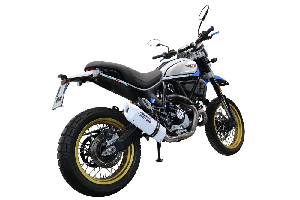 Pot echappement compatible avec Ducati Scrambler 800 Icon -Icon Dark 2021-2022, Albus Evo4, Pot Échappement slip-on homologué, légal, avec db killer amovible, tuyau de liaison et catalyseur 