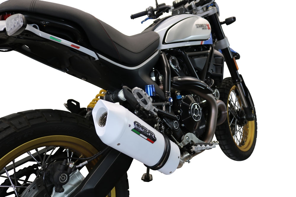 Pot echappement compatible avec Ducati Scrambler 800 Icon -Icon Dark 2021-2022, Albus Evo4, Pot Échappement slip-on homologué, légal, avec db killer amovible, tuyau de liaison et catalyseur 