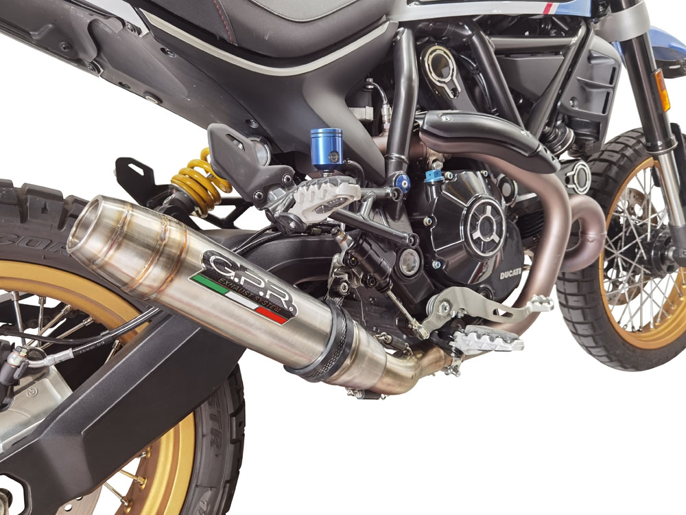 Pot echappement compatible avec Ducati Scrambler 800 Icon -Icon Dark 2021-2022, Deeptone Inox, Échappement légal, homologué,silencieux avec catalyseur, db killer amovible et tuyau de liaison spécifique 