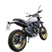 Pot echappement compatible avec Ducati Scrambler 800 Desert Sled -DS Fasthouse 2021-2024, Furore Evo4 Nero, Échappement légal, homologué,silencieux avec catalyseur, db killer amovible et tuyau de liaison spécifique 