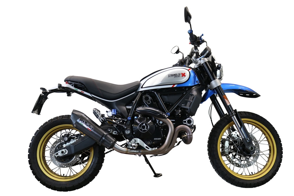 GPR pot echappement compatible avec  Ducati Scrambler 800 Desert Sled -DS Fasthouse 2021-2024, New Grand Prix Evo Poppy, Échappement légal, homologué,silencieux avec catalyseur, db killer amovible et tuyau de liaison spécifique 