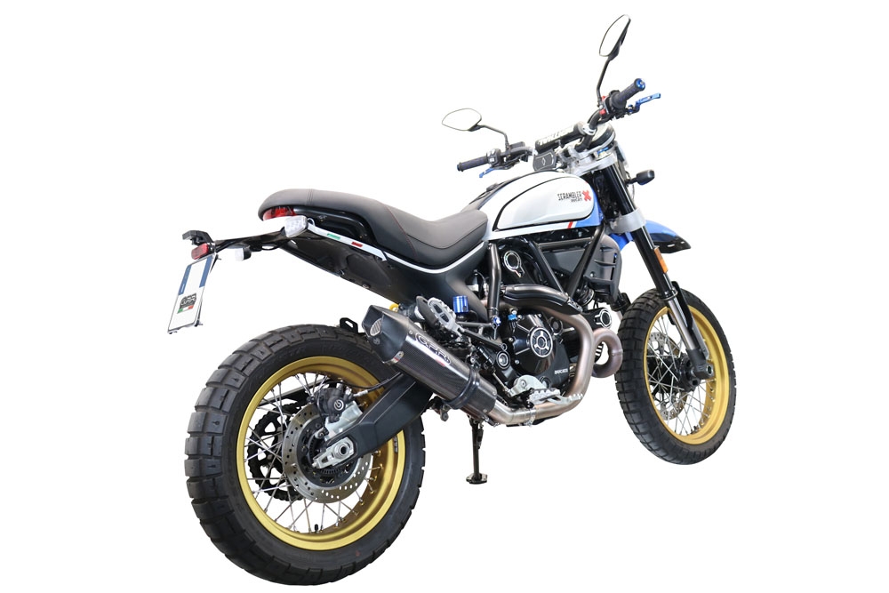 GPR pot echappement compatible avec  Ducati Scrambler 800 Desert Sled -DS Fasthouse 2021-2024, New Grand Prix Evo Poppy, Échappement légal, homologué,silencieux avec catalyseur, db killer amovible et tuyau de liaison spécifique 