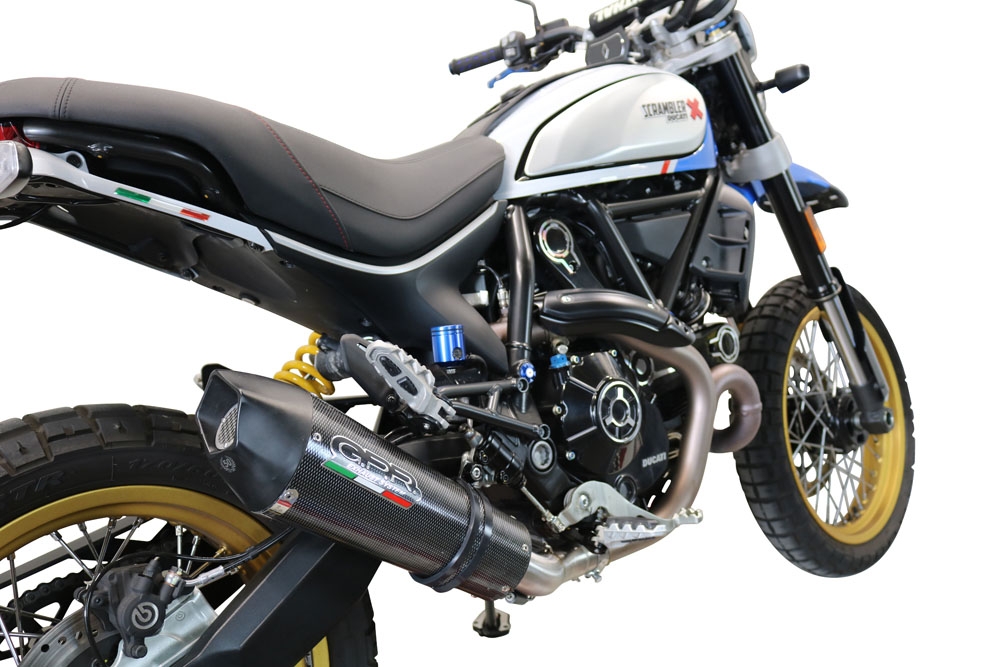 GPR pot echappement compatible avec  Ducati Scrambler 800 Desert Sled -DS Fasthouse 2021-2024, New Grand Prix Evo Poppy, Échappement légal, homologué,silencieux avec catalyseur, db killer amovible et tuyau de liaison spécifique 