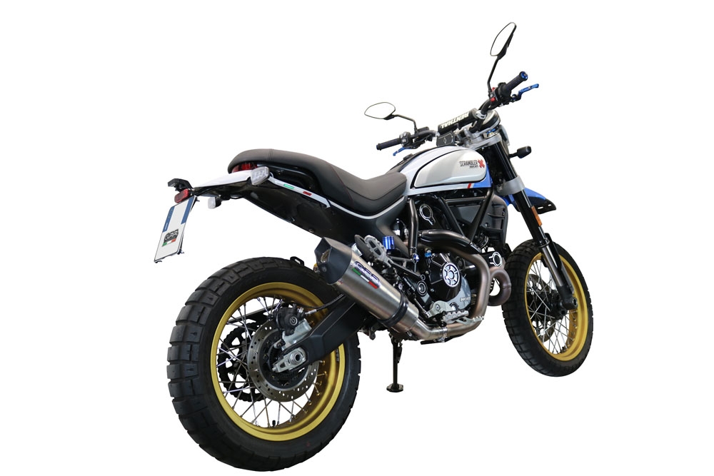 GPR pot echappement compatible avec  Ducati Scrambler 800 Desert Sled -DS Fasthouse 2021-2024, New Grand Prix Evo Titanium, Échappement légal, homologué,silencieux avec catalyseur, db killer amovible et tuyau de liaison spécifique 