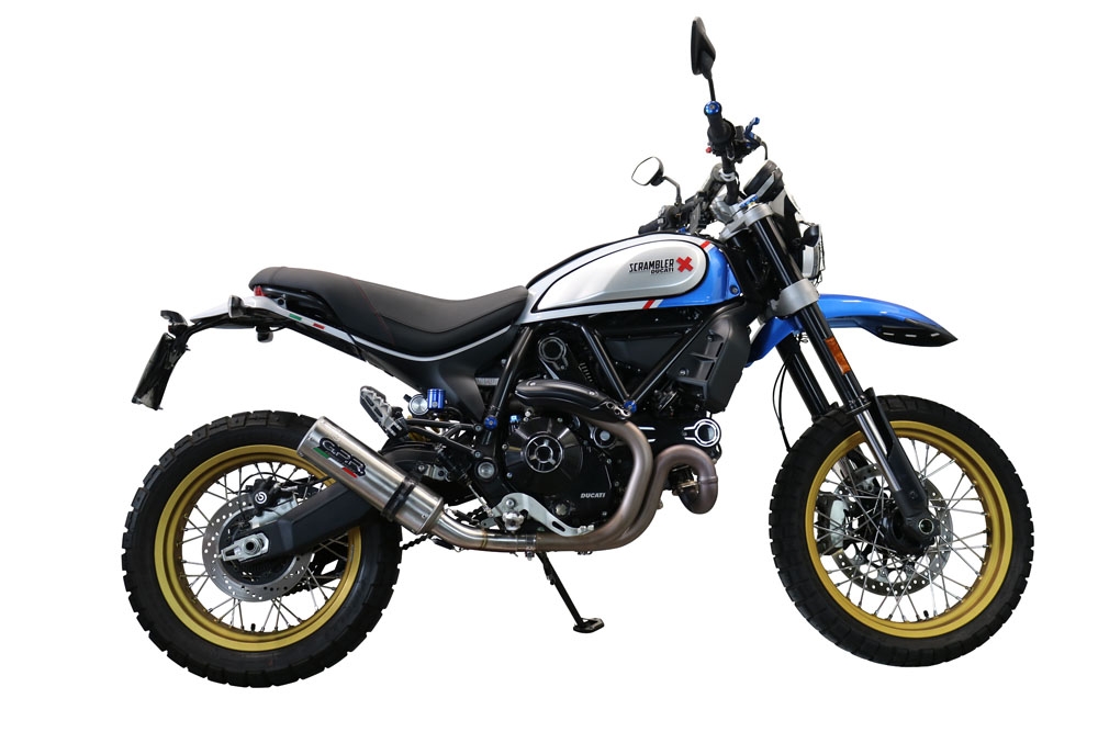 Pot echappement compatible avec Ducati Scrambler 800 Desert Sled -DS Fasthouse 2021-2024, M3 Inox , Échappement légal, homologué,silencieux avec catalyseur, db killer amovible et tuyau de liaison spécifique 