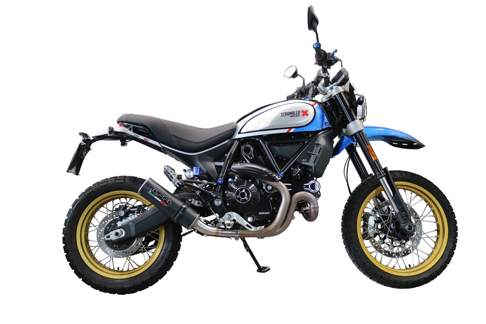 Pot echappement compatible avec Ducati Scrambler 800 Urban Motard 2021-2023, M3 Black Titanium, Échappement légal, homologué,silencieux avec catalyseur, db killer amovible et tuyau de liaison spécifique 