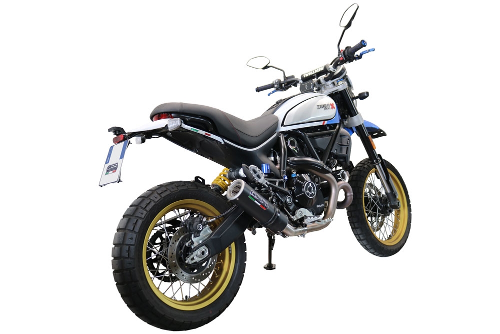 Pot echappement compatible avec Ducati Scrambler 800 Urban Motard 2021-2023, M3 Black Titanium, Échappement légal, homologué,silencieux avec catalyseur, db killer amovible et tuyau de liaison spécifique 
