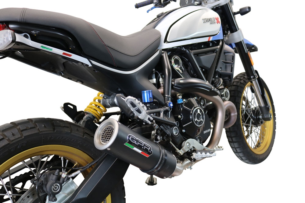 Pot echappement compatible avec Ducati Scrambler 800 Urban Motard 2021-2023, M3 Black Titanium, Échappement légal, homologué,silencieux avec catalyseur, db killer amovible et tuyau de liaison spécifique 