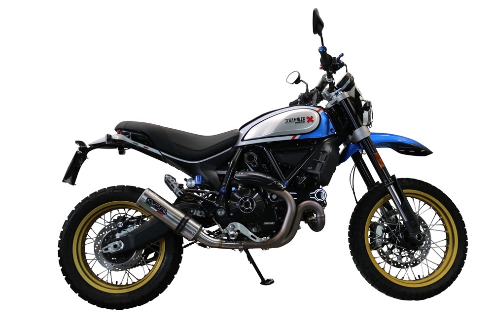 Pot echappement compatible avec Ducati Scrambler 800 Icon -Icon Dark 2021-2022, M3 Titanium Natural, Échappement légal, homologué,silencieux avec catalyseur, db killer amovible et tuyau de liaison spécifique 