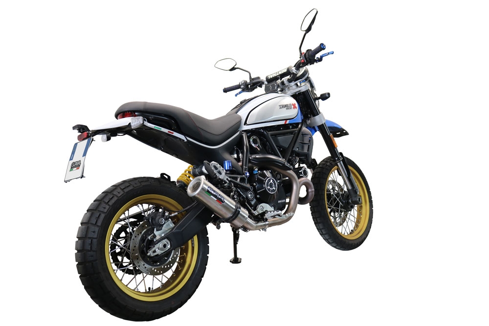 Pot echappement compatible avec Ducati Scrambler 800 Icon -Icon Dark 2021-2022, M3 Titanium Natural, Échappement légal, homologué,silencieux avec catalyseur, db killer amovible et tuyau de liaison spécifique 