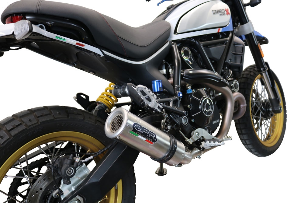 Pot echappement compatible avec Ducati Scrambler 800 Icon -Icon Dark 2021-2022, M3 Titanium Natural, Échappement légal, homologué,silencieux avec catalyseur, db killer amovible et tuyau de liaison spécifique 