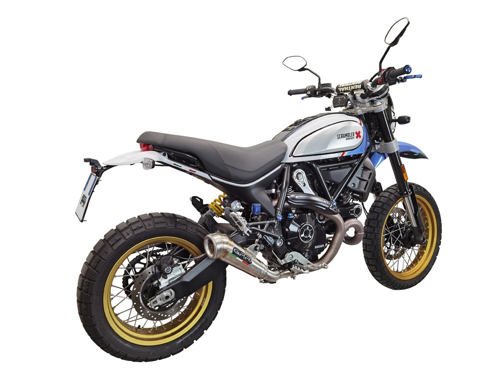Pot echappement compatible avec Ducati Scrambler 800 Desert Sled -DS Fasthouse 2021-2024, Powercone Evo, Échappement légal, homologué,silencieux avec catalyseur, db killer amovible et tuyau de liaison spécifique 
