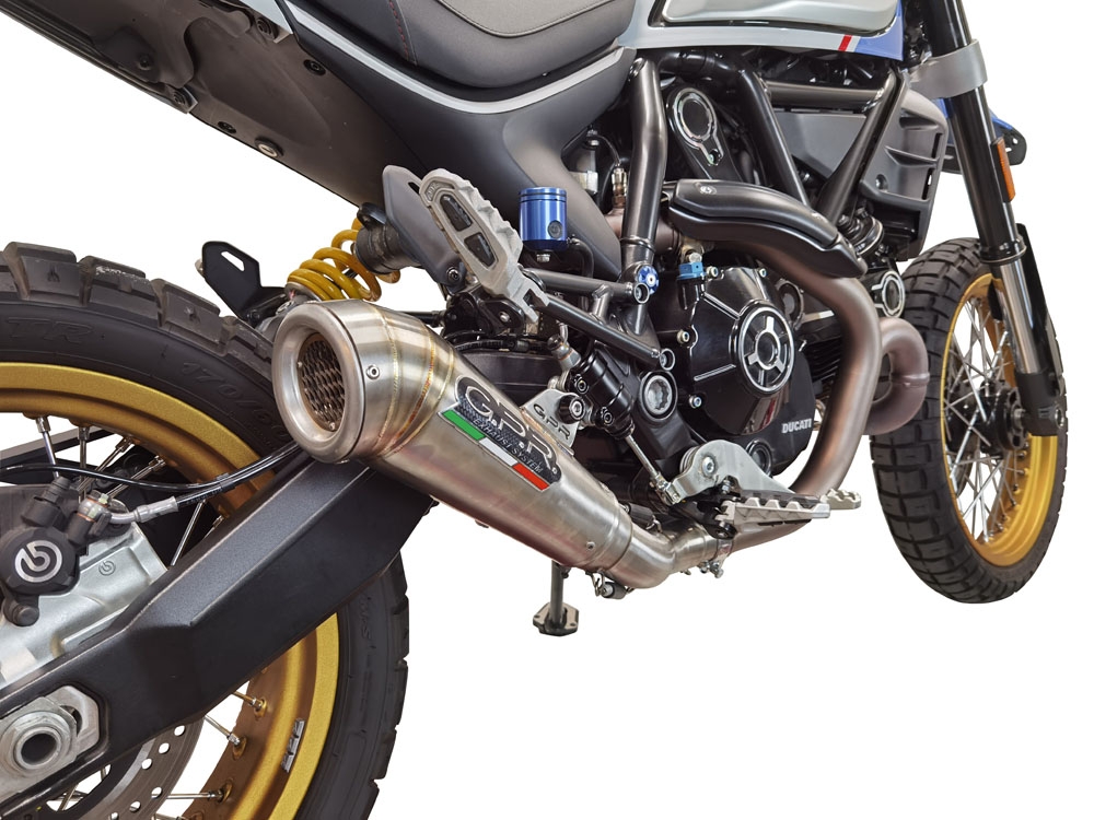 Pot echappement compatible avec Ducati Scrambler 800 Desert Sled -DS Fasthouse 2021-2024, Powercone Evo, Échappement légal, homologué,silencieux avec catalyseur, db killer amovible et tuyau de liaison spécifique 