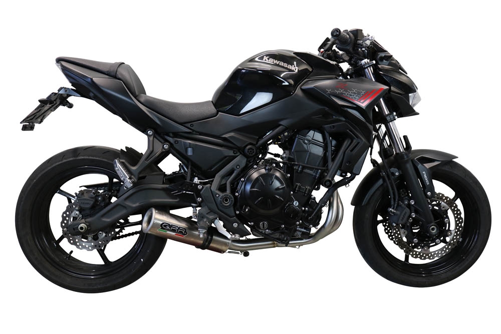 Pot echappement compatible avec Kawasaki Z 650 2017-2020, M3 Inox , Homologué et légal, système d'échappement complet avec catalyseur et db killer amovible 