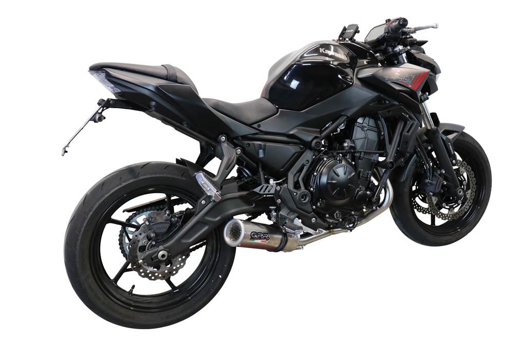 Pot echappement compatible avec Kawasaki Z 650 2017-2020, M3 Inox , Homologué et légal, système d'échappement complet avec catalyseur et db killer amovible 