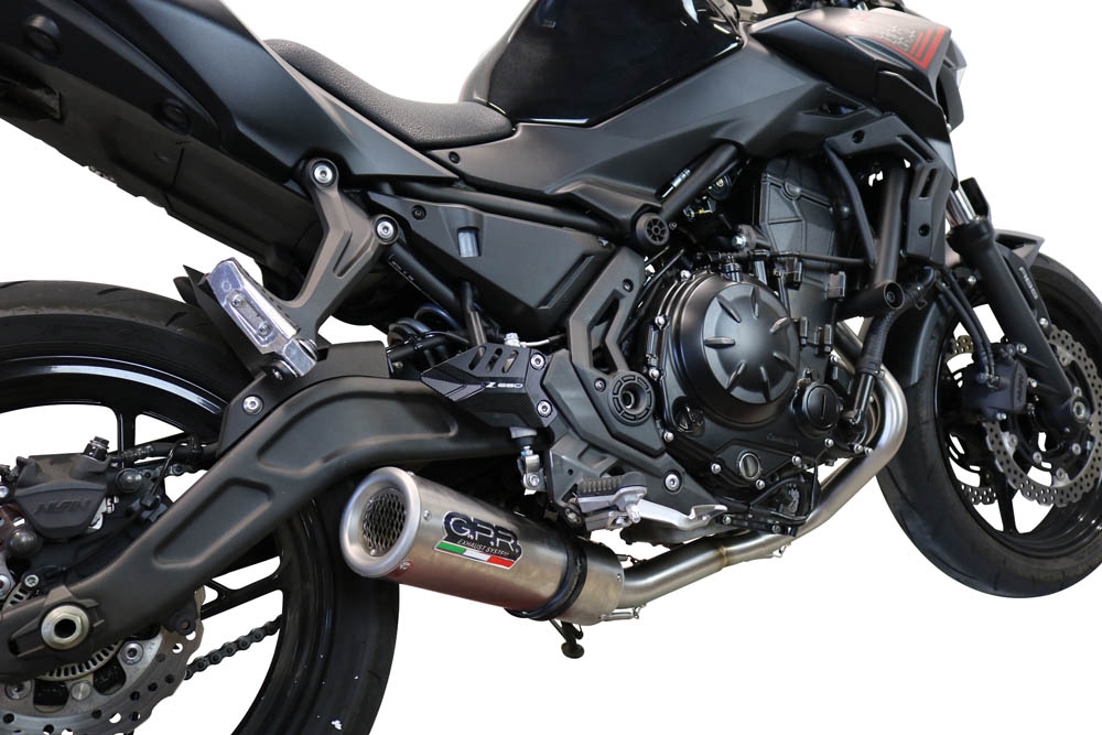 Pot echappement compatible avec Kawasaki Z 650 2017-2020, M3 Inox , Homologué et légal, système d'échappement complet avec catalyseur et db killer amovible 