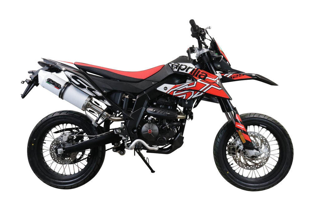 Pot echappement compatible avec Aprilia Rx 125 2021-2024, Albus Evo4, Pot Échappement slip-on homologué, légal, avec db killer amovible, tuyau de liaison et catalyseur 