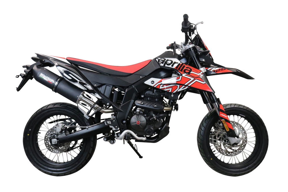Pot echappement compatible avec Aprilia Sx 125 2021-2024, Furore Evo4 Nero, Pot Échappement slip-on homologué, légal, avec db killer amovible, tuyau de liaison et catalyseur 