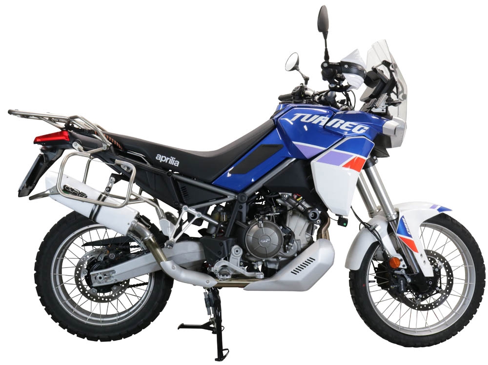 Pot echappement compatible avec Aprilia Tuareg 660 2021-2024, Albus Evo4, Échappement légal, homologué,silencieux avec db killer amovible et tuyau de liaison spécifique 