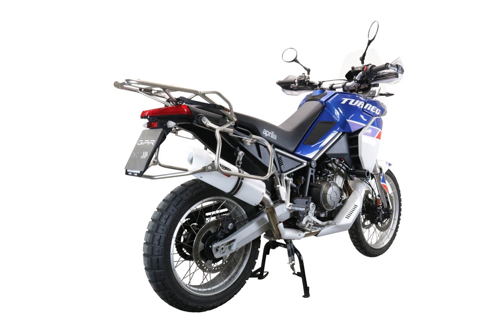 Pot echappement compatible avec Aprilia Tuareg 660 2021-2024, Albus Evo4, Échappement légal, homologué,silencieux avec db killer amovible et tuyau de liaison spécifique 