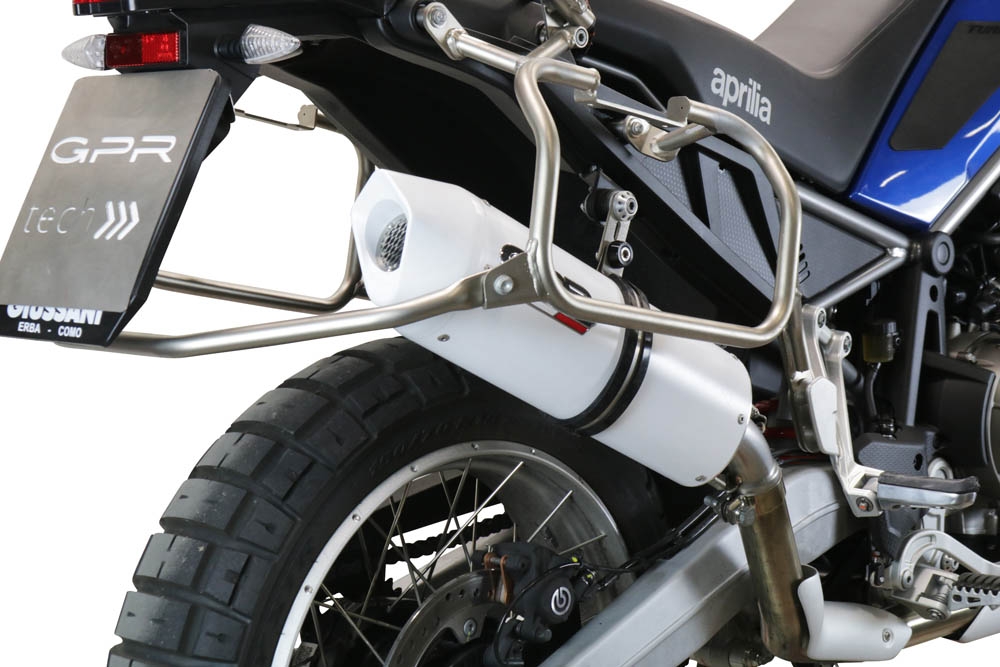Pot echappement compatible avec Aprilia Tuareg 660 2021-2024, Albus Evo4, Échappement légal, homologué,silencieux avec db killer amovible et tuyau de liaison spécifique 