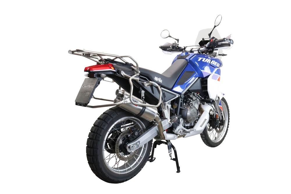Pot echappement compatible avec Aprilia Tuareg 660 2021-2024, Dual Inox, Échappement légal, homologué,silencieux avec db killer amovible et tuyau de liaison spécifique 