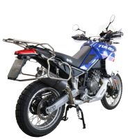 Pot echappement compatible avec Aprilia Tuareg 660 2021-2024, Dual Poppy, Échappement légal, homologué,silencieux avec db killer amovible et tuyau de liaison spécifique 