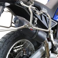 Pot echappement compatible avec Aprilia Tuareg 660 2021-2024, Furore Evo4 Nero, Échappement légal, homologué,silencieux avec db killer amovible et tuyau de liaison spécifique 