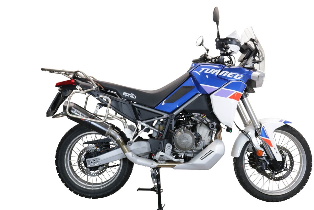 Pot echappement compatible avec Aprilia Tuareg 660 2021-2024, GP Evo4 Poppy, Échappement légal, homologué,silencieux avec db killer amovible et tuyau de liaison spécifique 