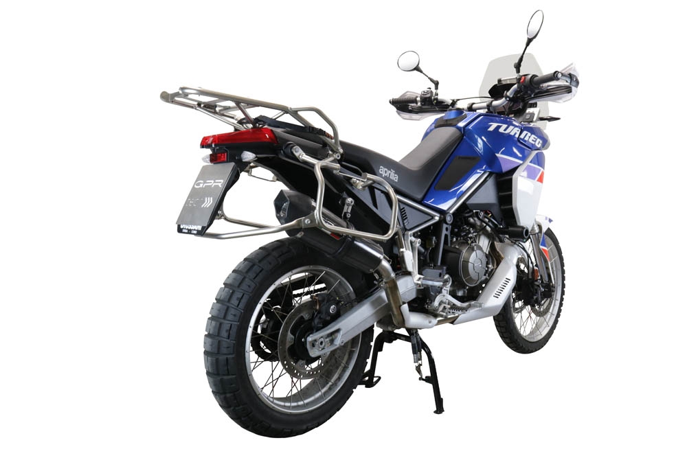 Pot echappement compatible avec Aprilia Tuareg 660 2021-2024, GP Evo4 Poppy, Échappement légal, homologué,silencieux avec db killer amovible et tuyau de liaison spécifique 