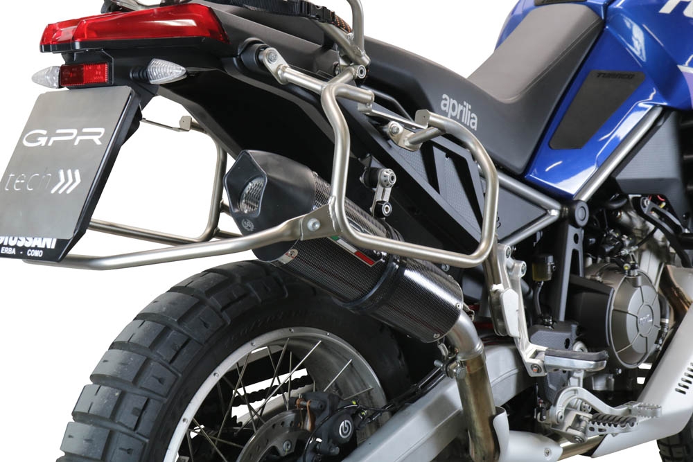 Pot echappement compatible avec Aprilia Tuareg 660 2021-2024, GP Evo4 Poppy, Échappement légal, homologué,silencieux avec db killer amovible et tuyau de liaison spécifique 