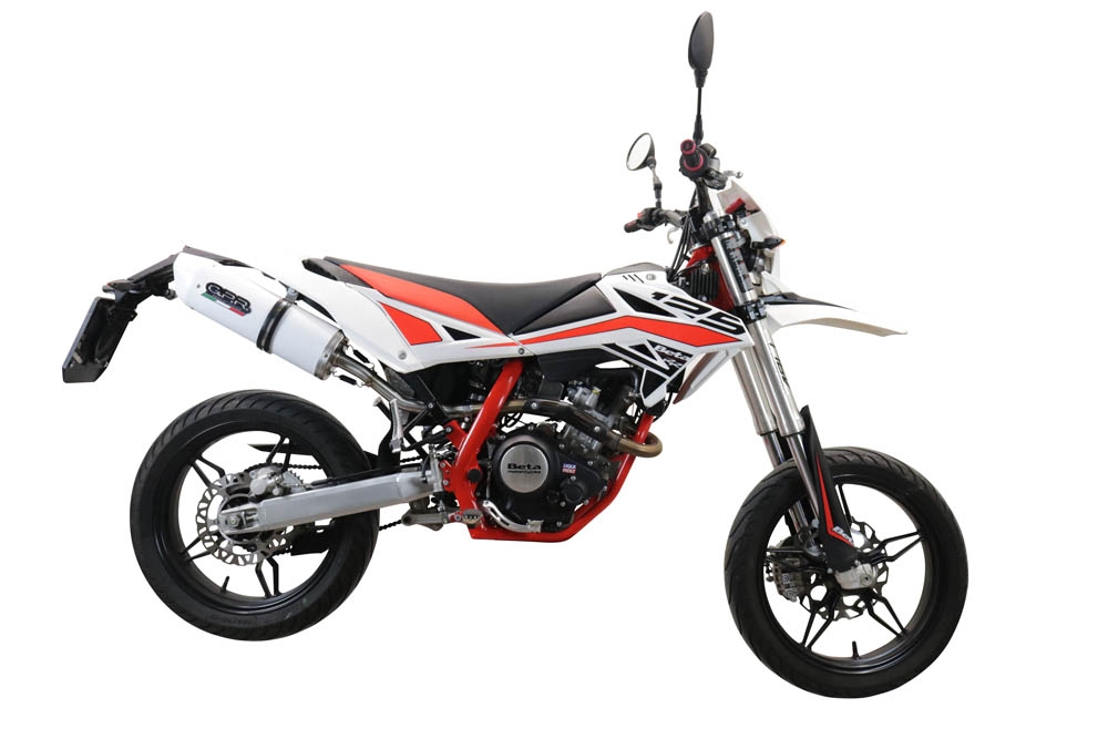 Pot echappement compatible avec Beta RR 125 4T Motard 2019-2020, Albus Evo4, Pot Échappement slip-on homologué, légal, avec db killer amovible, tuyau de liaison et catalyseur 