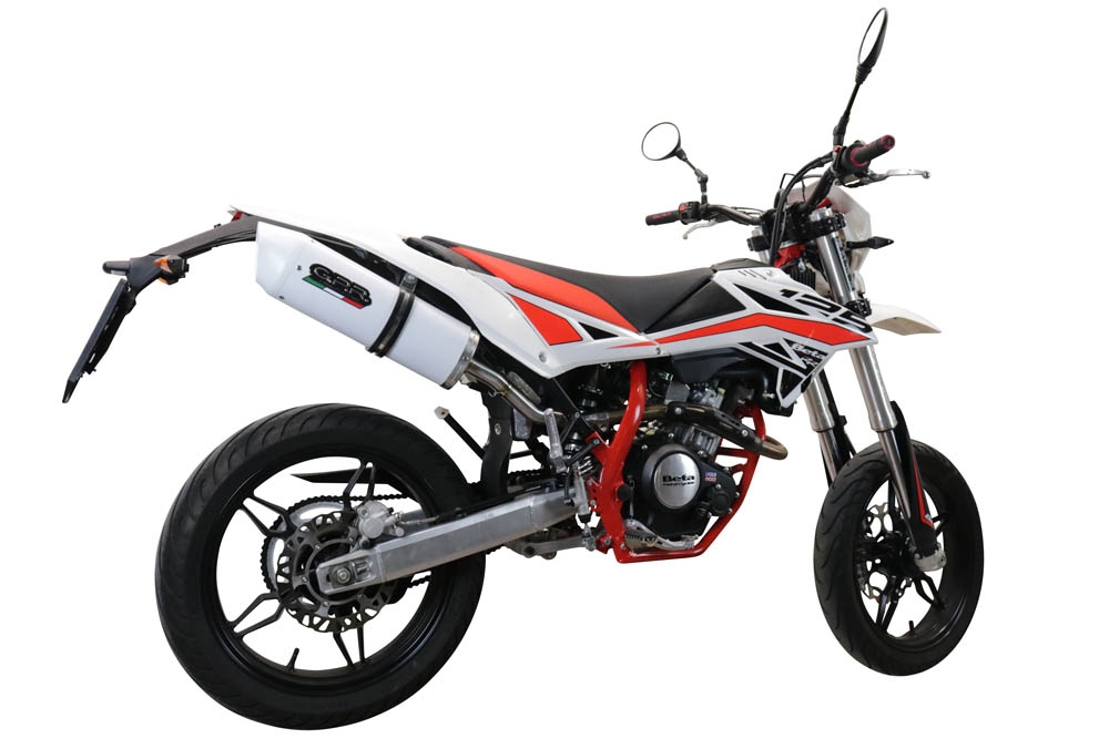 Pot echappement compatible avec Beta RR 125 4T Motard 2019-2020, Albus Evo4, Pot Échappement slip-on homologué, légal, avec db killer amovible, tuyau de liaison et catalyseur 