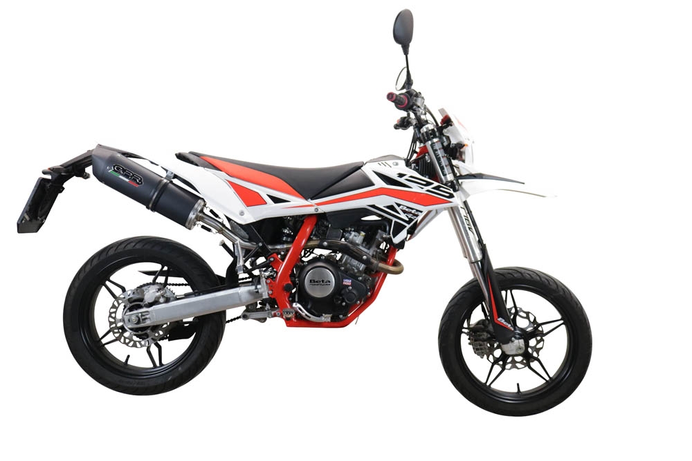 Pot echappement compatible avec Beta RR 125 4T Enduro 2019-2020, Furore Evo4 Nero, Pot Échappement slip-on homologué, légal, avec db killer amovible, tuyau de liaison et catalyseur 