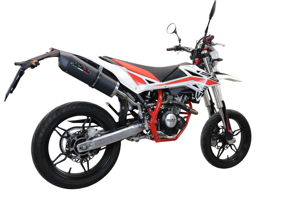 Pot echappement compatible avec Beta RR 125 4T Enduro 2019-2020, Furore Evo4 Nero, Pot Échappement slip-on homologué, légal, avec db killer amovible, tuyau de liaison et catalyseur 